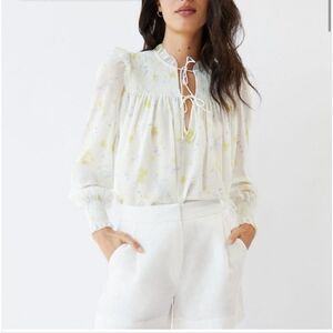 Aritzia Wilfred Castello Blouse Light Birch/Citron Medium